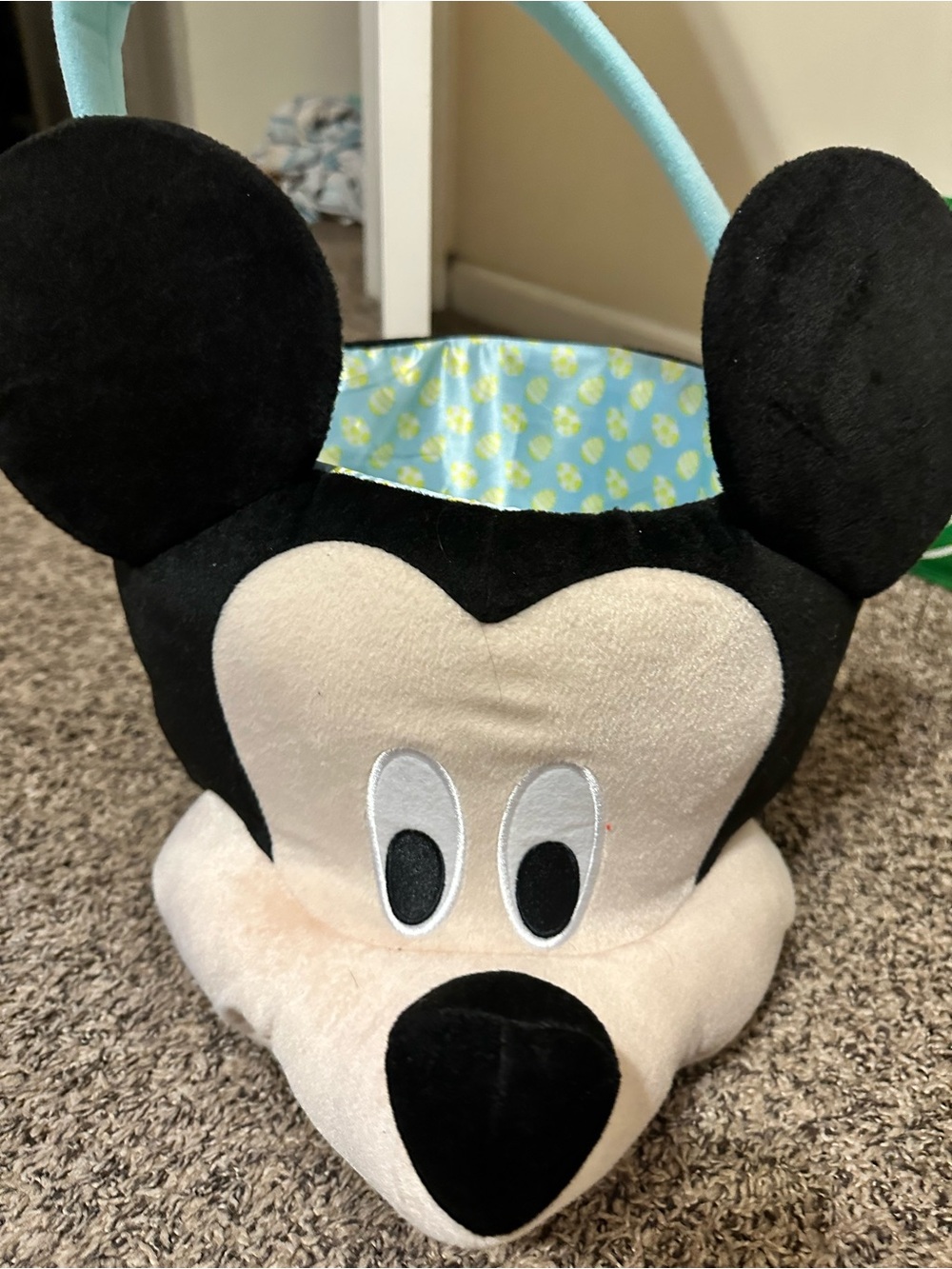 Disney Plush Mickey Mouse Kids Basket - Black, Cream, Blue, Yellow